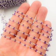 Amethyst Sterling Silver Wire Chain